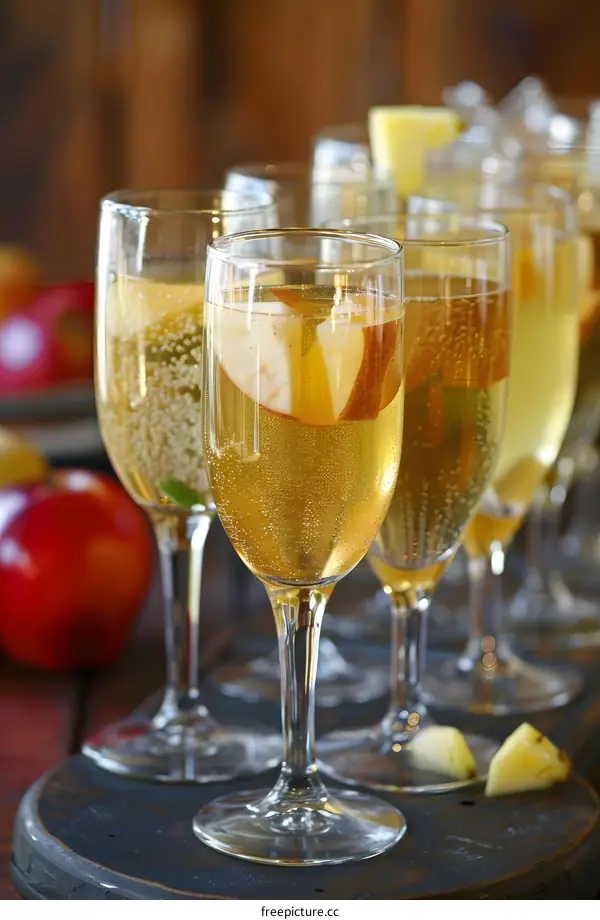 Apple Cider Champagne Flutes Close Up