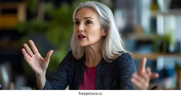 Senior Business Woman Discussing Ideas in Office