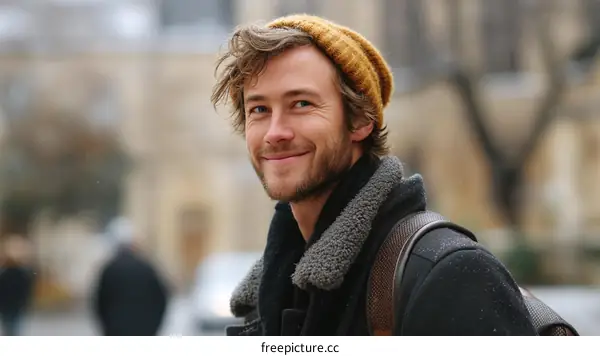 Smiling Man in Winter Fashion