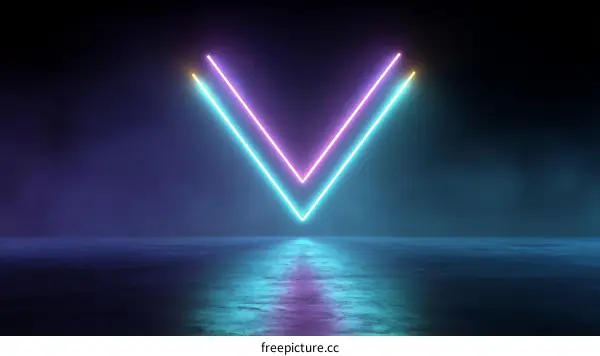 Neon Light Abstract V-Shape Illustration