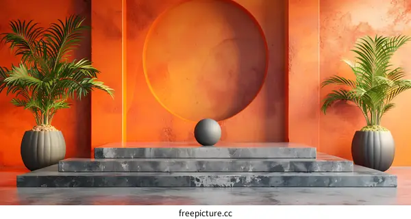 Abstract Orange Geometric Circle Interior Design