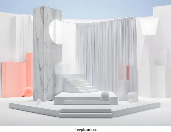 Abstract Minimalist White and Grey Geometric Shapes Background