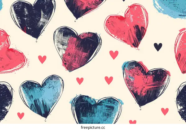 Seamless pattern with colorful hearts