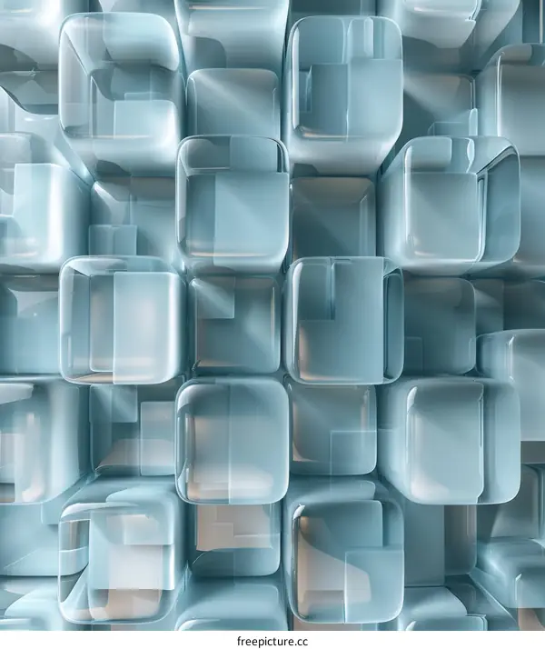 Geometric Blue Glass Cubes in Modern Interior