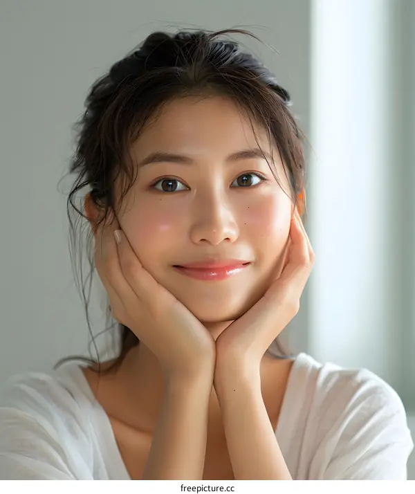 Portrait of a Young Asian Woman with a Smile