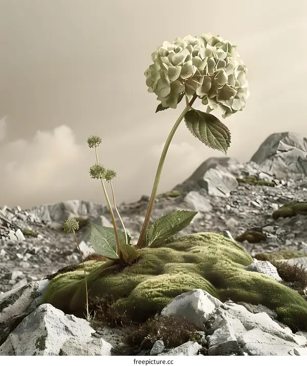 Green Flower Blooming on Rocky Mountain