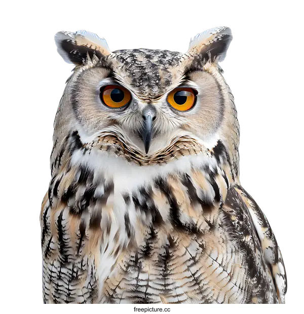 [Transparent Background PNG]Intense Gaze of an Eagle Owl