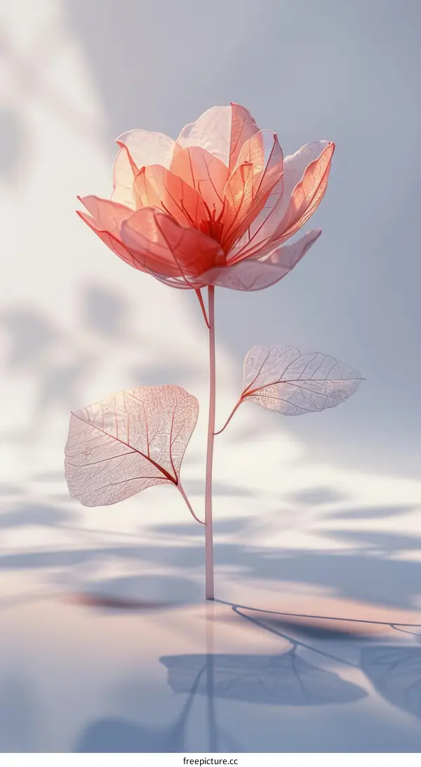 3D rendering of a pink flower with intricate details