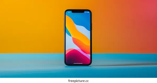 Smartphone on Blue and Orange Background