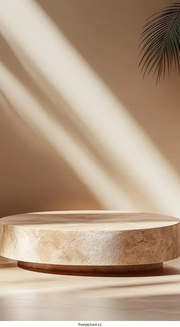 Beige Wooden Display Platform Under Natural Light