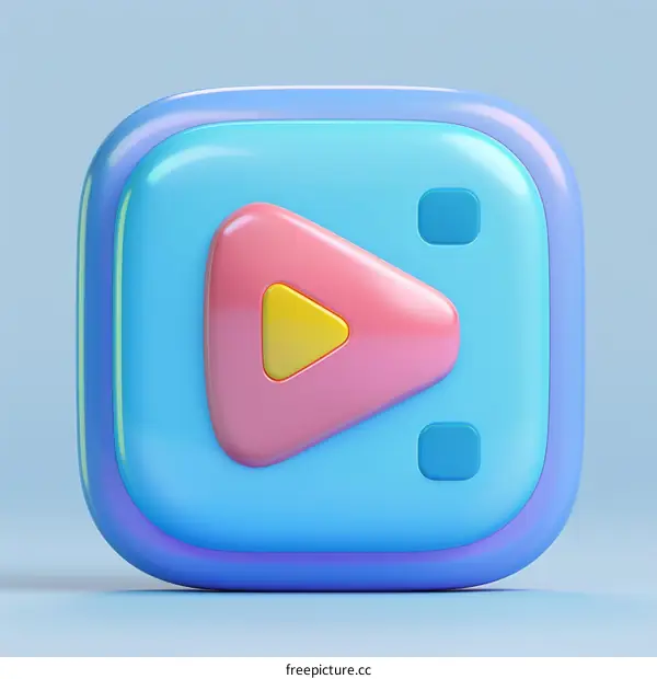 Play Button Icon Blue Background