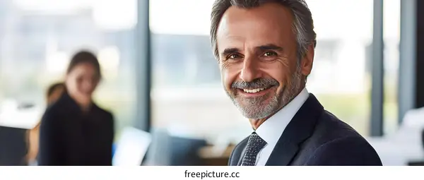 Confident Businessman Smiling in Office