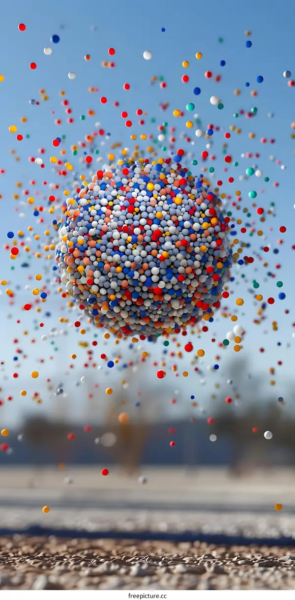 Abstract Colorful Sphere of Balls in the Air