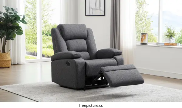 Modern Gray Fabric Recliner Chair