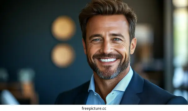 Smiling Business Man Portrait in Office