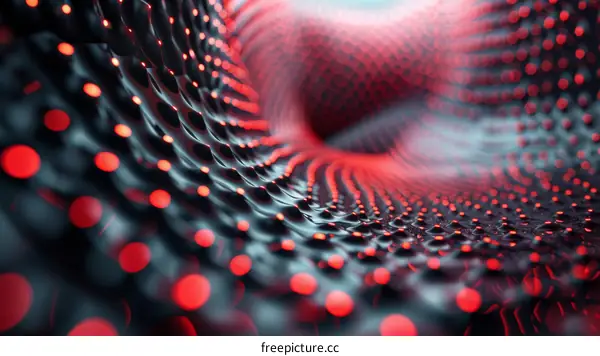 Glowing Red Dots in a Futuristic Tunnel