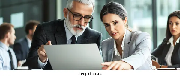 Business Colleagues Working Together on a Laptop