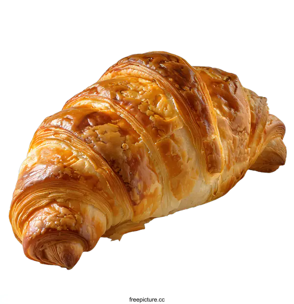 [Transparent Background PNG]Golden Brown Croissant on White