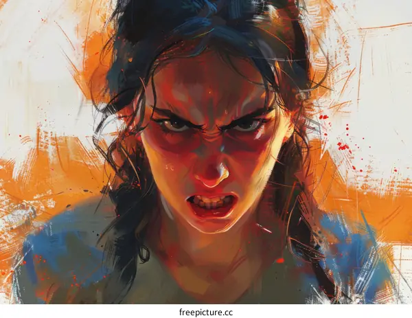 Portrait of a young angry woman