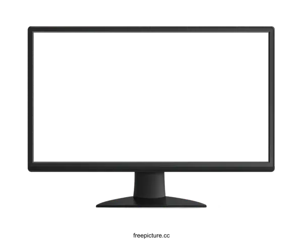 [Transparent Background PNG]Black Computer Monitor with Blank Screen
