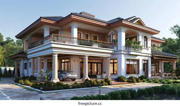 Luxury Mansion Exterior Design Illustration