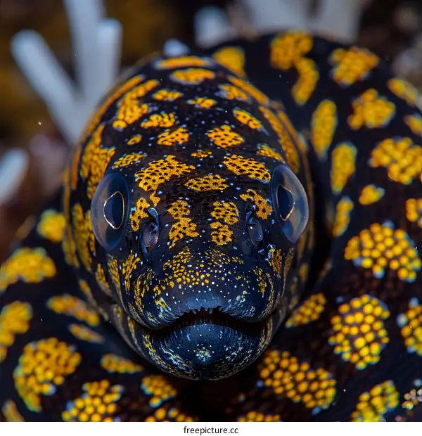 Close-up Portrait of a Yellow-Spotted Moray Eel