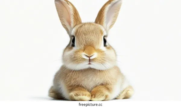 Adorable Baby Bunny Portrait Against White Background