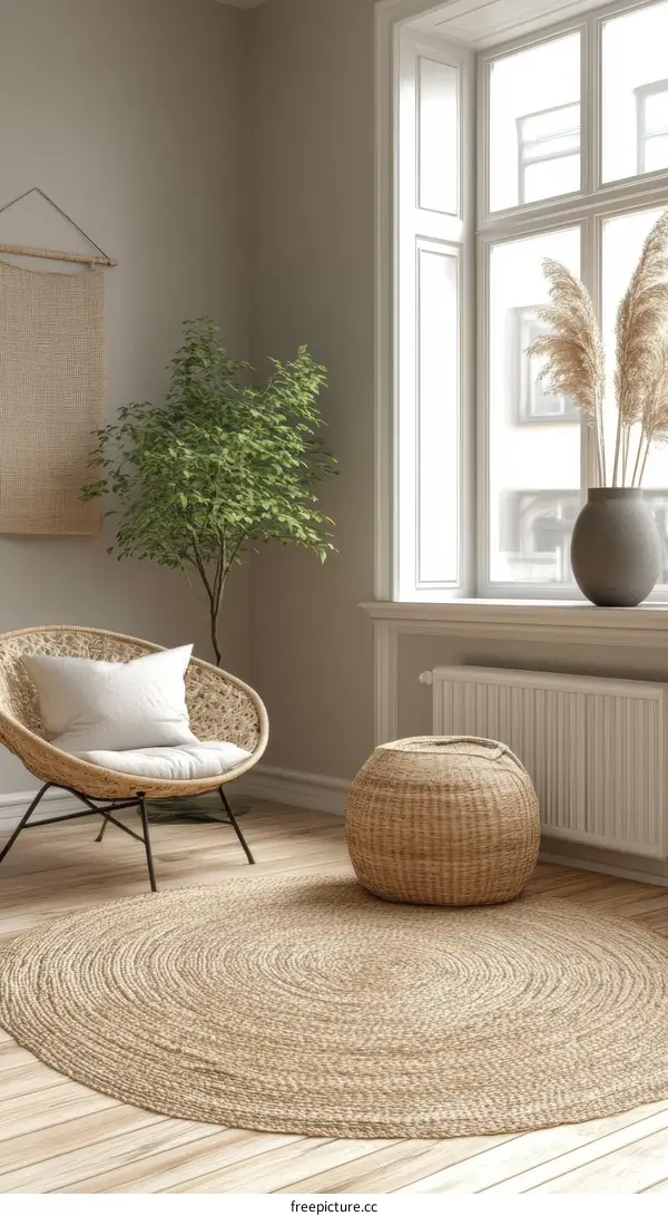 Cozy Living Room with Natural Elements