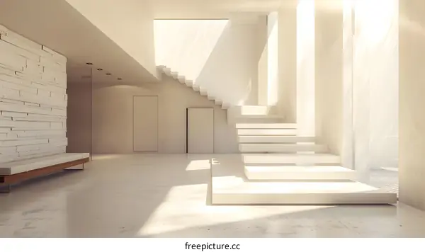 Modern White Minimalist Staircase Interior Design