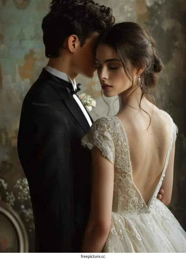 Elegant Couple Posing in Formal Wear