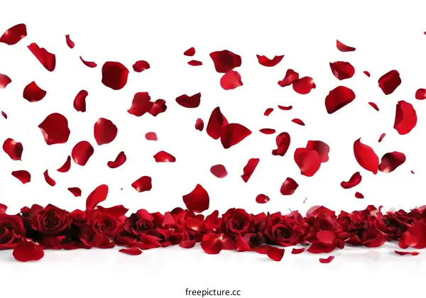 Rose Petals Falling on White Background