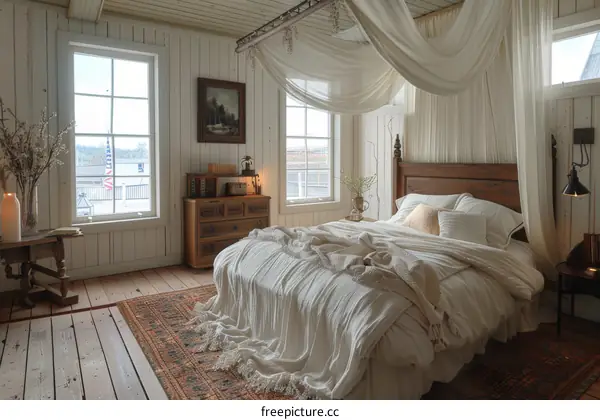 Cozy Vintage Bedroom with Canopy Bed
