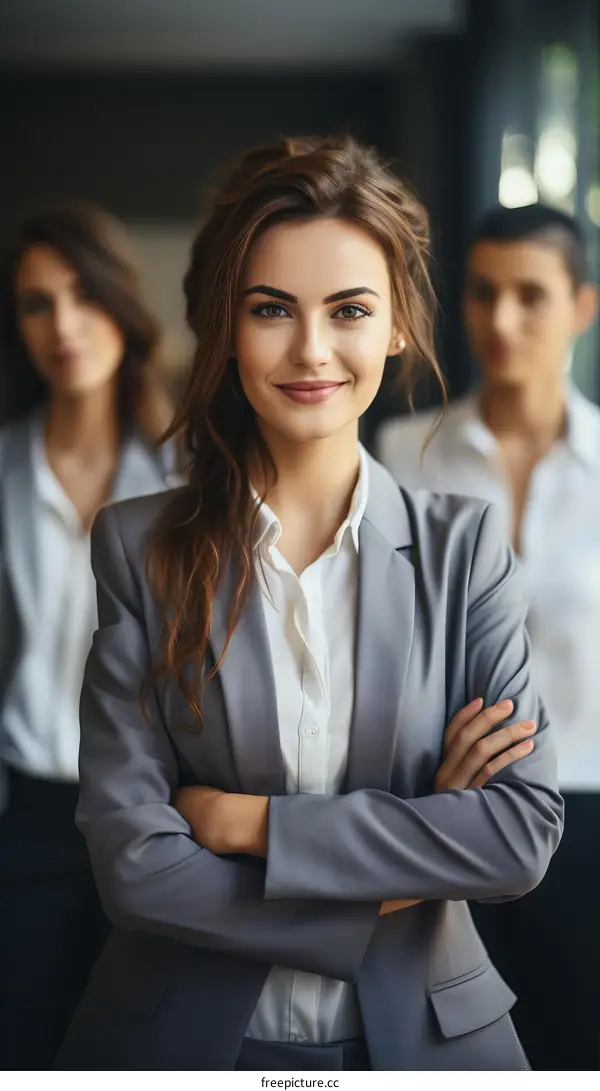 Confident businesswomen in suits