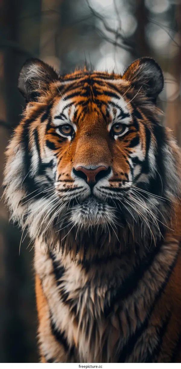Close-up Portrait of a Tiger Staring Intensely