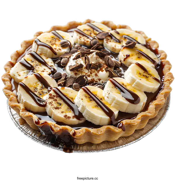 [Transparent Background PNG]sliced bananas on top of chocolate cream pie