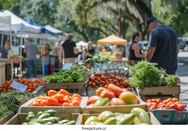 Fresh and organic vegetables at a local farmers market