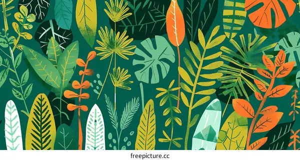 Tropical Leaves Pattern Illustration