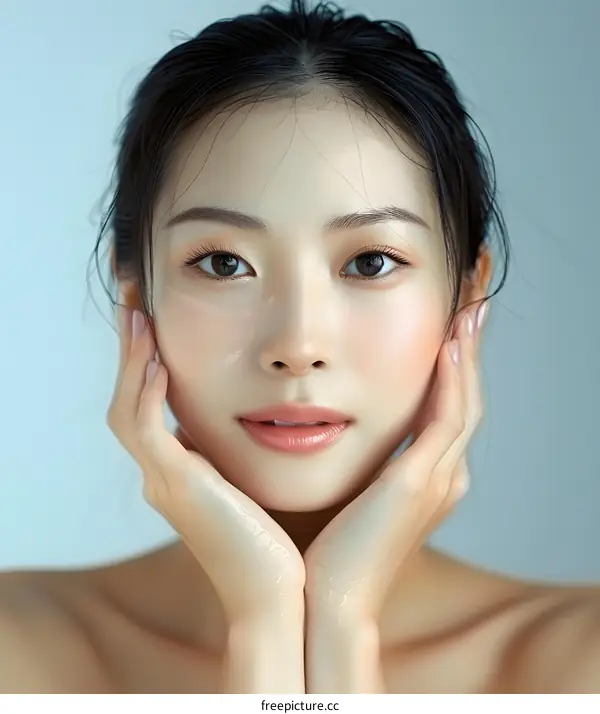 Beautiful Asian Woman with Clear Skin and Smooth Hair