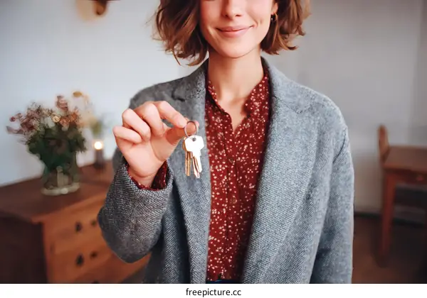 Real Estate Agent Presenting House Keys