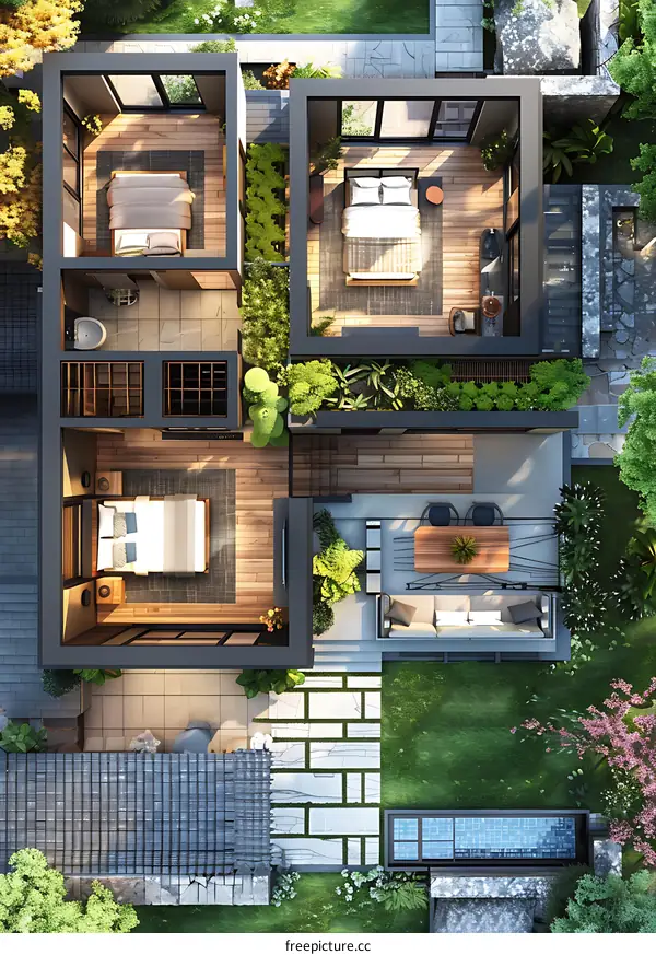 Top view of a modern house