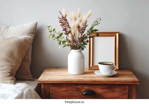 Cozy Bedroom Interior Design with Dried Flowers