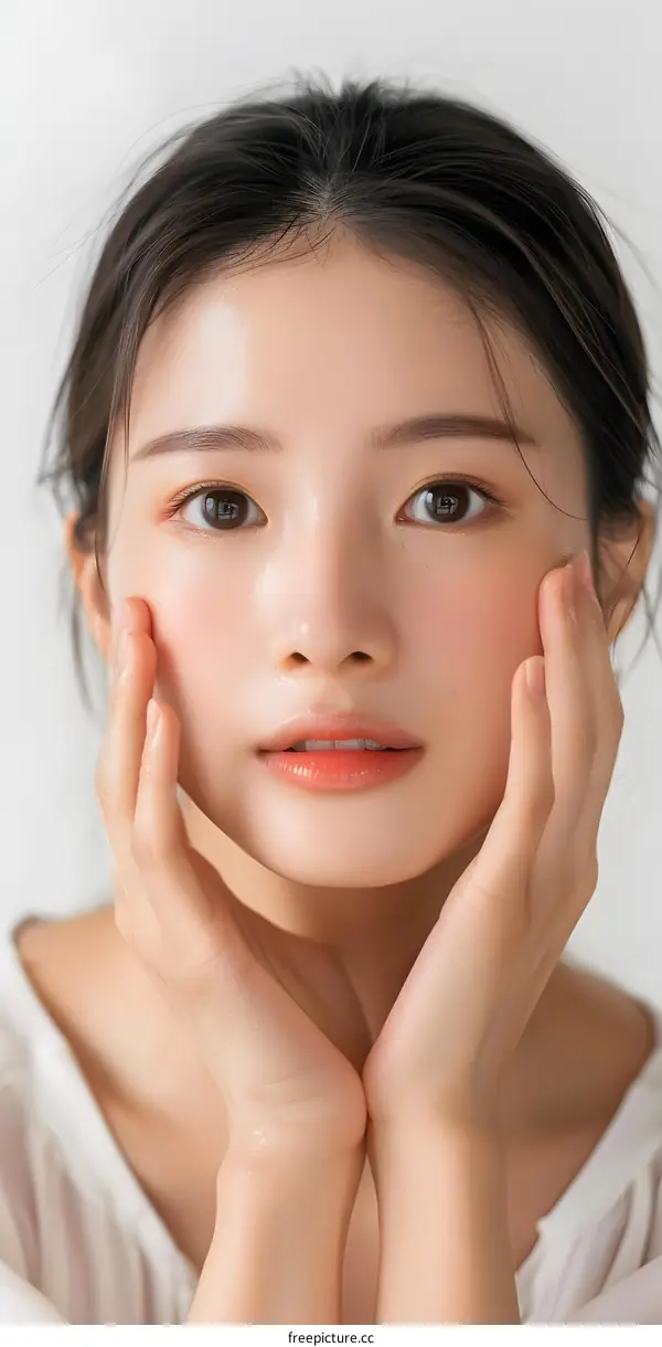 Beautiful Young Asian Woman with Clear Skin