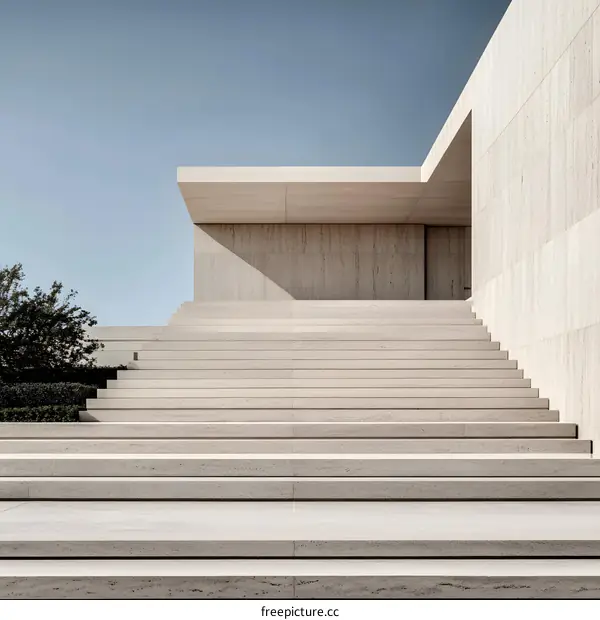 Modern Architecture Building Stone Stairs Entrance