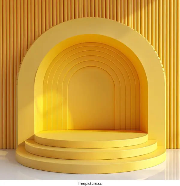 Curved Yellow Podium with White Backdrop