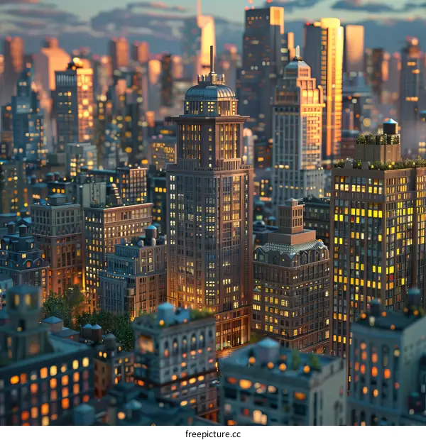 A Digital Illustration of a Cityscape at Dusk