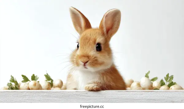 Cute Little Bunny with Easter Eggs