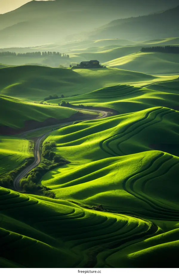 Hilltop Farmhouse Amidst Verdant Countryside