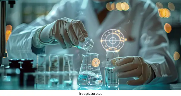 Asian scientist wearing gloves and using a pipette in a laboratory