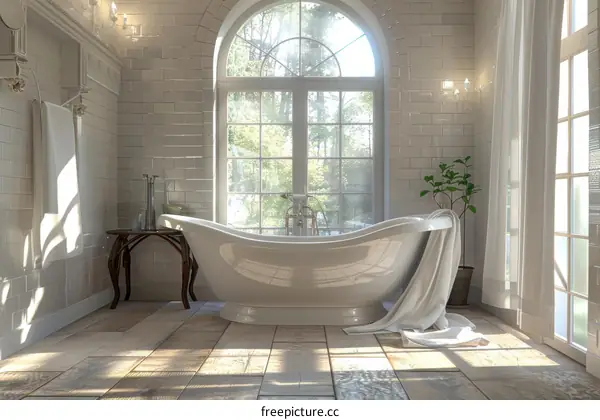 Elegant Classic Bathroom with a Luxurious Freestanding Tub