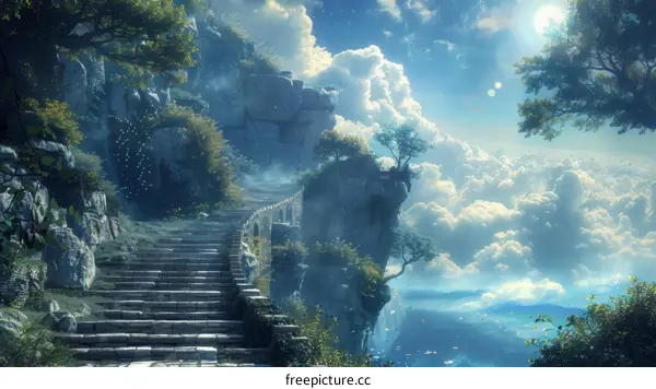 Stairway to Heaven: Clouds, Mountains, and a Path to Paradise